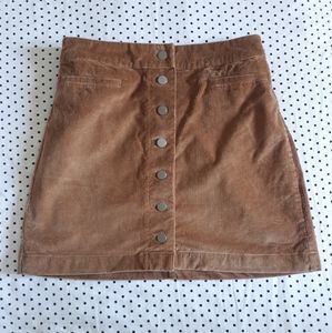 Aritzia Wilfred Free Tan/Gold Corduroy Button-Front Skirt Size 8
